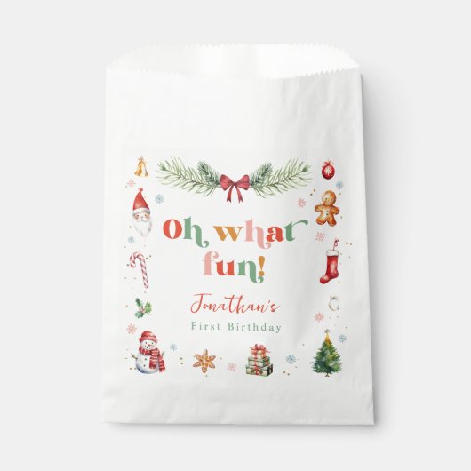 Kleurrijk Oh Wat Leuk 1e Kerstmis Leuke Verjaardag Bedankzakje (Voorkant)