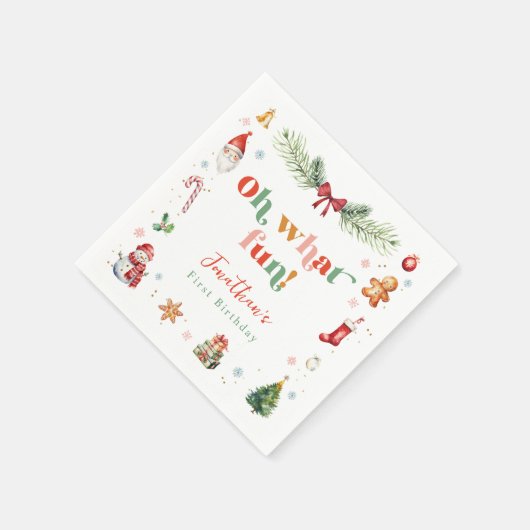 Kleurrijk Oh Wat Leuk 1e Kerstmis Leuke Verjaardag Servet (Hoek)