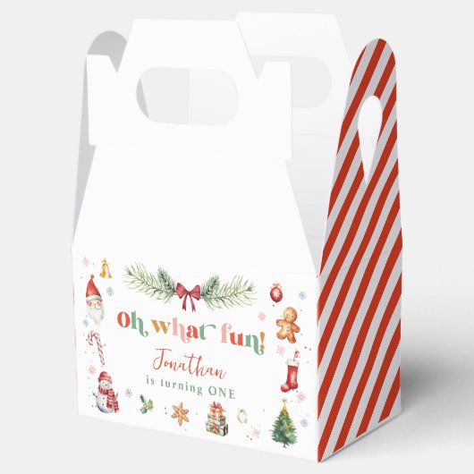Kleurrijk Oh Wat Leuk 1e Kerstmis Verjaardagsfeest Bedankdoosjes (Geopend)