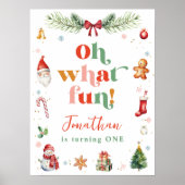Kleurrijk Oh Wat Leuk 1e Kerstmis Verjaardagsfeest Poster (Voorkant)