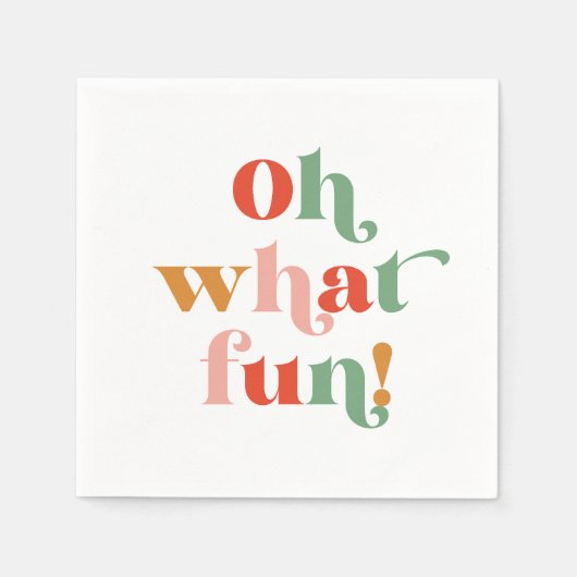 Kleurrijk Oh wat leuk belettering feestje Servet (Voorkant)