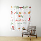 Kleurrijk Oh Wat Leuk Eerste Kerst Verjaardag Wandkleed (In situ)