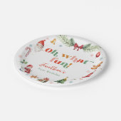 Kleurrijk Oh Wat leuk Eerste Kerstmis Verjaardag Papieren Bordje (Gekanteld)