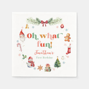 Kleurrijk Oh Wat leuk Eerste Kerstmis Verjaardag Servet