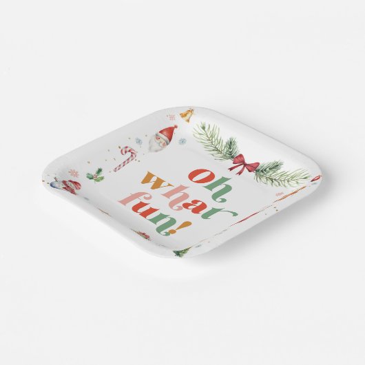 Kleurrijk Oh Wat leuk Schattige kerstfeestje Papieren Bordje (Gebogen)