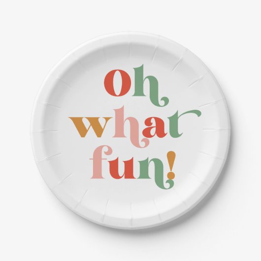 Kleurrijk Oh Wat Leuk Typografie Vakantie Party Papieren Bordje (Voorkant)