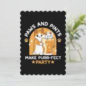 Kleurrijk Oktoberfest Kattenfeest - Pootjes en Dra Feestdagenkaart (Staand voorkant)