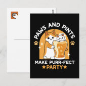 Kleurrijk Oktoberfest Kattenfeest - Pootjes en Pin Briefkaart (Voorkant / Achterkant)