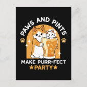 Kleurrijk Oktoberfest Kattenfeest - Pootjes en Pin Briefkaart (Voorkant)