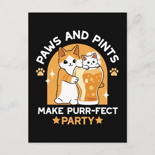 Kleurrijk Oktoberfest Kattenfeest - Pootjes en Pin Briefkaart (Voorkant)