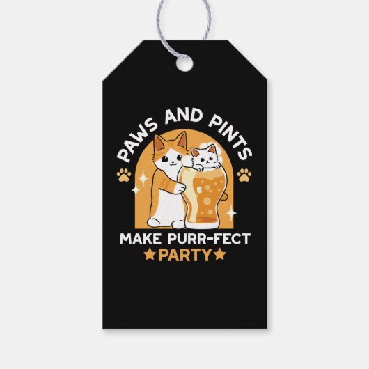 Kleurrijk Oktoberfest Kattenfeest - Pootjes en Pin Cadeaulabel (Voorkant)