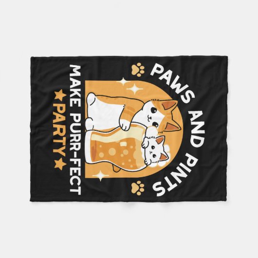 Kleurrijk Oktoberfest Kattenfeest - Pootjes en Pin Fleece Deken (Voorkant (Horizontaal))