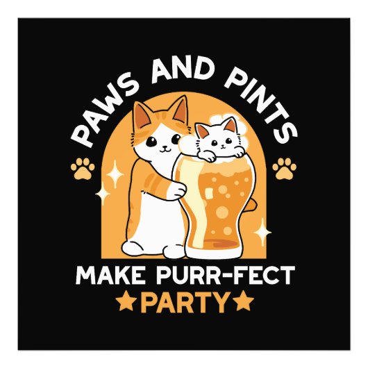 Kleurrijk Oktoberfest Kattenfeest - Pootjes en Pin Foto Afdruk (Voorkant)