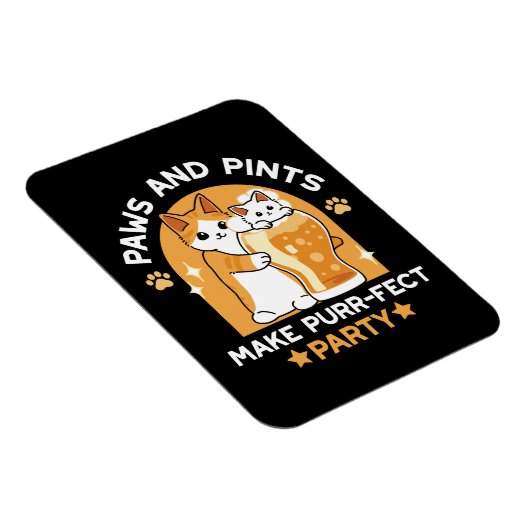 Kleurrijk Oktoberfest Kattenfeest - Pootjes en Pin Magneet (Rechterzijde)