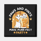 Kleurrijk Oktoberfest Kattenfeest - Pootjes en Pin Magneet (Voorkant)