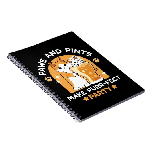 Kleurrijk Oktoberfest Kattenfeest - Pootjes en Pin Notitieboek (Rechterzijde)