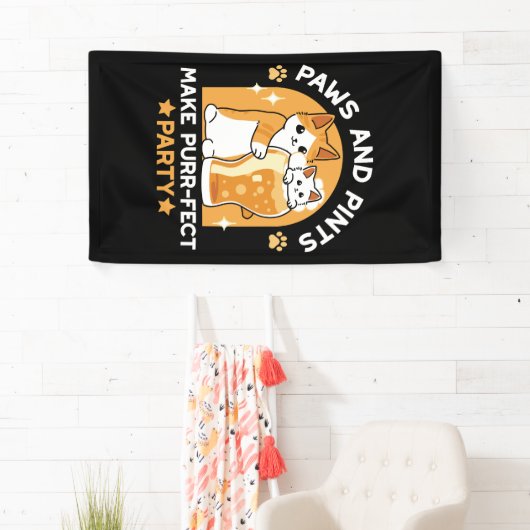 Kleurrijk Oktoberfest Kattenfeest - Pootjes en Pin Spandoek (Insitu)