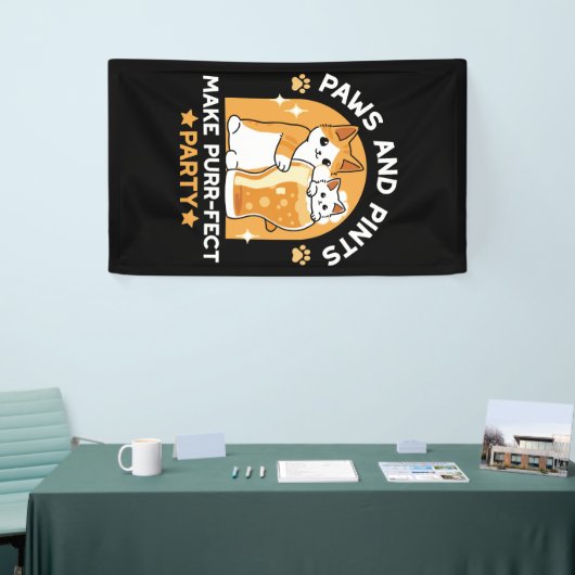 Kleurrijk Oktoberfest Kattenfeest - Pootjes en Pin Spandoek (Beurs)