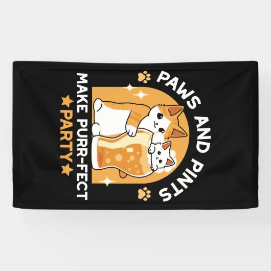 Kleurrijk Oktoberfest Kattenfeest - Pootjes en Pin Spandoek (Horizontaal)