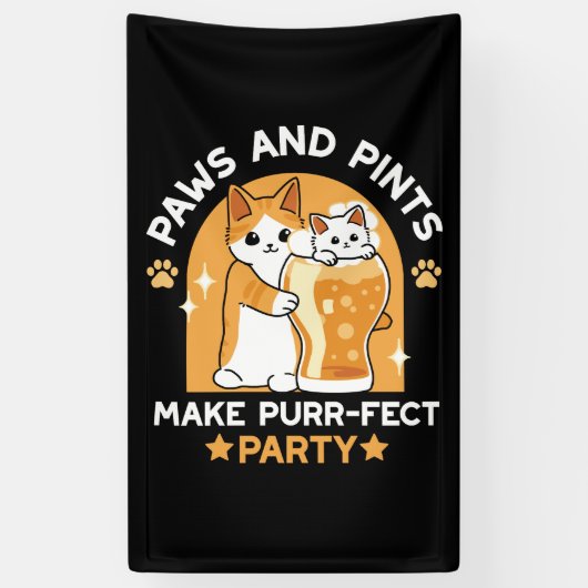 Kleurrijk Oktoberfest Kattenfeest - Pootjes en Pin Spandoek (Verticaal)