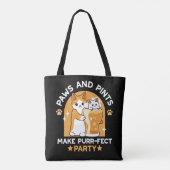 Kleurrijk Oktoberfest Kattenfeest - Pootjes en Pin Tote Bag (Achterkant)