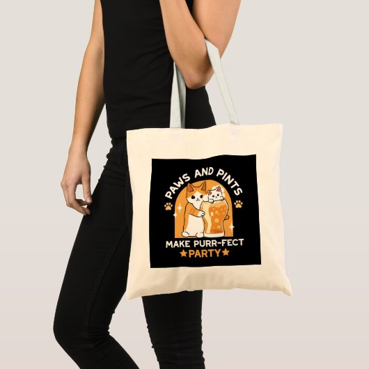 Kleurrijk Oktoberfest Kattenfeest - Pootjes en Pin Tote Bag (Voorkant (product))