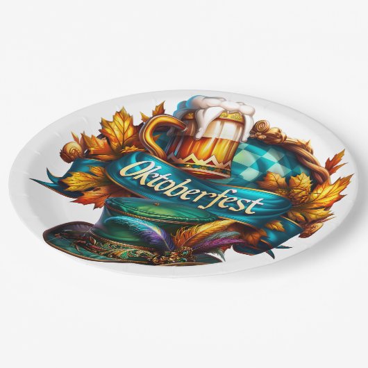 Kleurrijk Oktoberfest Papieren Bordje (Gekanteld)