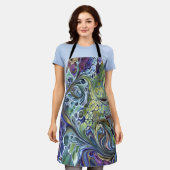 Kleurrijk Olijfgroen, paars blauw bogung Schort (Gedragen)