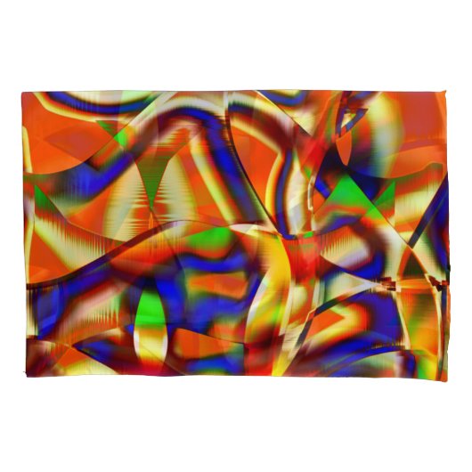 Kleurrijk om kleuren op te leggen, blauw en oranje kussensloop (Voorkant-Links)