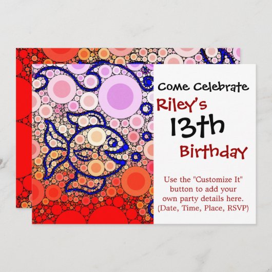 Kleurrijk onder het Zee Bubble Viszwemmozaïek Kaart (Voorkant / Achterkant)