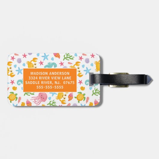 Kleurrijk Onder het Zee Kinder Reizen Bagagelabel (Achterkant horizontaal)