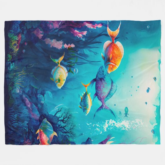 Kleurrijk onder het zee landschap fleece deken (Voorkant (Horizontaal))