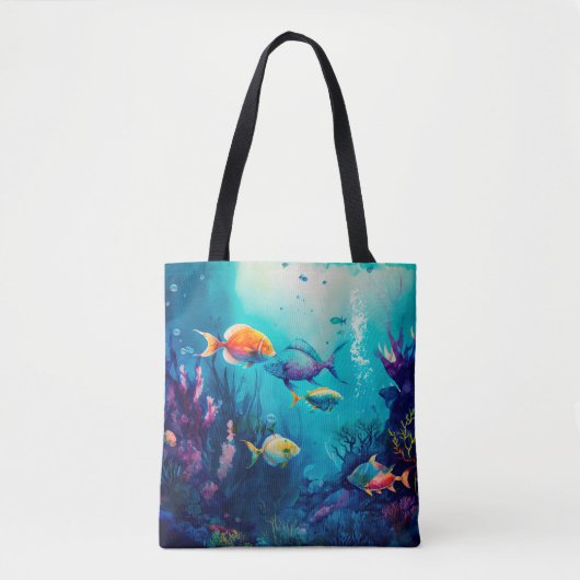 Kleurrijk onder het zee landschap tote bag (Voorkant)