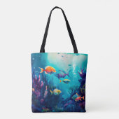 Kleurrijk onder het zee landschap tote bag (Achterkant)