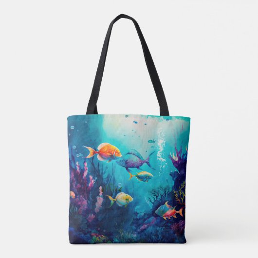 Kleurrijk onder het zee landschap tote bag (Achterkant)