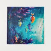 Kleurrijk onder het zee landschap wandkleed (Voorkant (horizontaal))