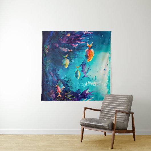 Kleurrijk onder het zee landschap wandkleed (In Situ (horizontaal))