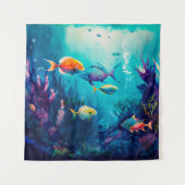 Kleurrijk onder het zee landschap wandkleed (Voorkant)