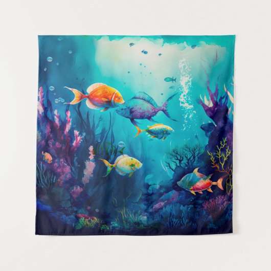 Kleurrijk onder het zee landschap wandkleed (Voorkant)