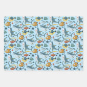 Kleurrijk onder het Zee Shark Ocean Blue Pattern Inpakpapier Vel (Voorkant 2)