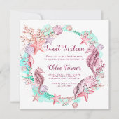 Kleurrijk Onder het Zee Sweet Sixteen Verjaardag Kaart (Voorkant)