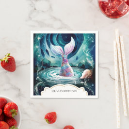 Kleurrijk Onder het Zee Zeemeermin Verjaardag Servet