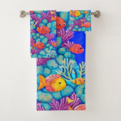 Kleurrijk onderwater koraalrif naadloos patroon bad handdoek (Insitu)