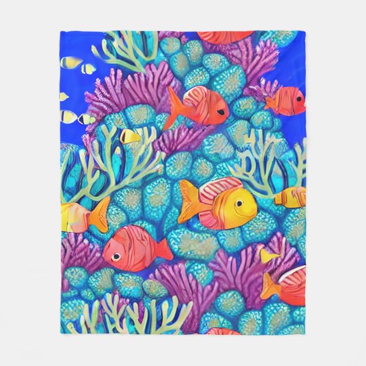 Kleurrijk onderwater koraalrif naadloos patroon fleece deken (Voorkant)