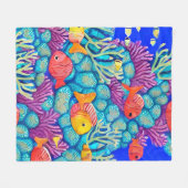 Kleurrijk onderwater koraalrif naadloos patroon fleece deken (Voorkant (Horizontaal))