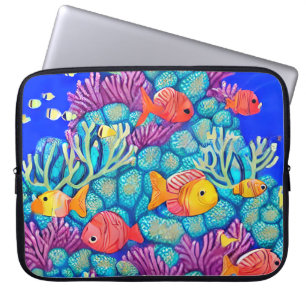 Kleurrijk onderwater koraalrif naadloos patroon laptop sleeve