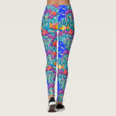Kleurrijk onderwater koraalrif naadloos patroon leggings (Achterkant)