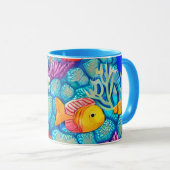 Kleurrijk onderwater koraalrif naadloos patroon mok (Voorkant rechts)