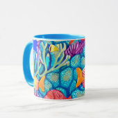 Kleurrijk onderwater koraalrif naadloos patroon mok (Voorkant links)