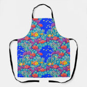 Kleurrijk onderwater koraalrif naadloos patroon schort (Voorkant)